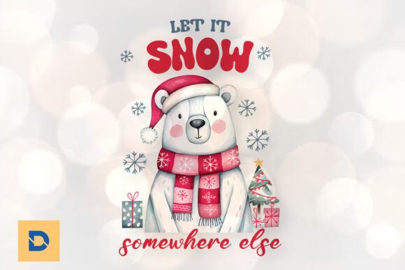 Download Cute Polar Bear Let It Snow Xmas PNG - Png Collection