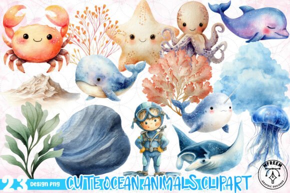 Download Cute Ocean Animals Clipart PNG - Png Collection