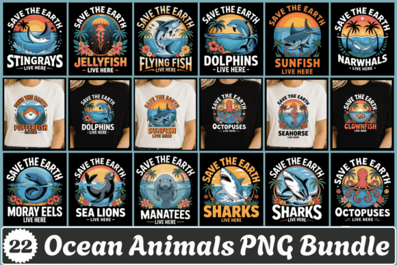 Download Ocean Animals PNG Sublimation Bundle - Png Collection