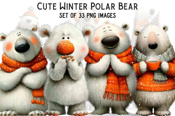Download Cute Winter Polar Bear Watercolor PNG - Png Collection