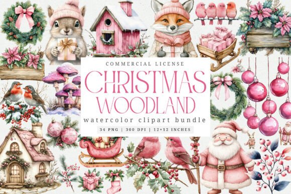 Download Pink Christmas Magic Winter Woodland PNG - Premium Resources