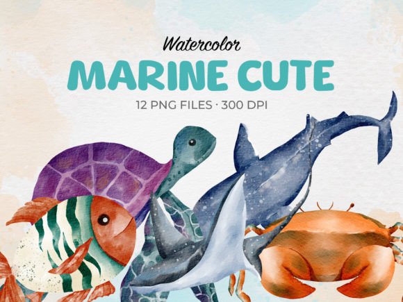Download Watercolor Marine Sea Animal Clipart - Marine Collection