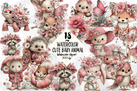 Download Watercolor Cute Baby Animal PNG - Png Collection