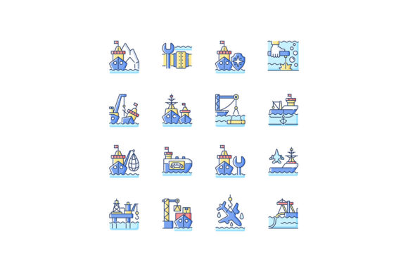 Download Marine Industry RGB Color Icons Set - Marine Collection