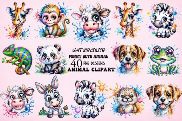 Download Watercolor Funny Cute Animal PNG Bundle - Png Collection