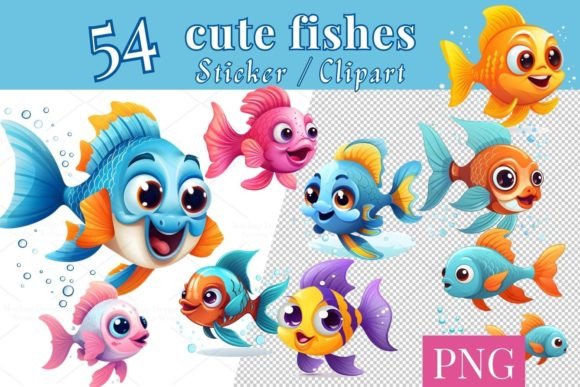 Download 54 Cute Fish Clip Art Set, PNG 760 - Png Collection