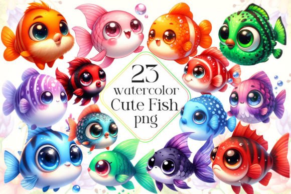 Download Watercolor Cute Fish Clipart PNG - Png Collection