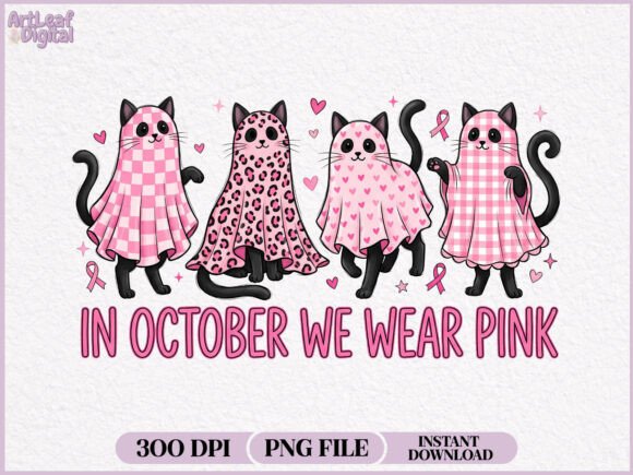 Download In October We Wear Pink Black Cat PNG - Png Collection