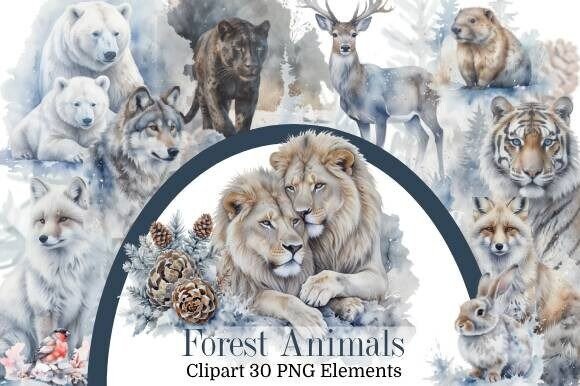 Download Forest Animals, Winter, Watercolor, PNG - Png Collection