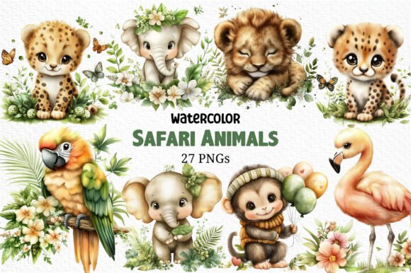 Download Watercolor - Safari Animals Png - Png Collection