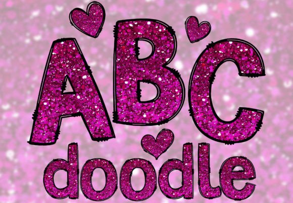 Download Hot Pink Glitter Doodle Letters PNG - Png Collection