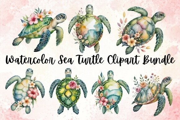 Download Watercolor Sea Turtle Clipart PNG Bundle - Png Collection