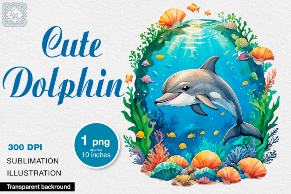 Download Cute Dolphin Watercolor Clipart, Png - Png Collection